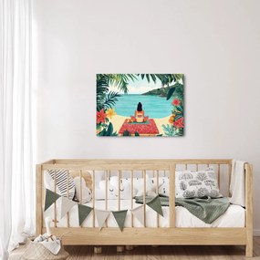 Obraz - Joginka na plaży (70x50 cm)