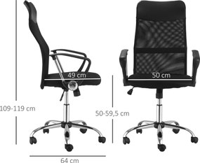 Vinsetto Krzesło Biurowe do Biurka Regulowane na Wysokość Funkcja Nachylenia 60x60x92cm Kremowe | Aosom PL