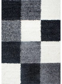 Dywan Shaggy Life kwadraty czarno-kremowy 80 cm x 150 cm