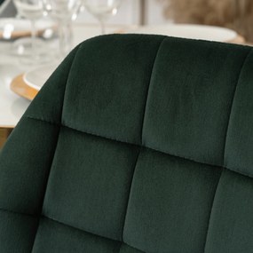 Krzesło Tapicerowane do Jadalni LUCKY Zielone Welurowe Nowoczesne Glamour