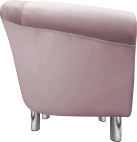 Fotel Milo tkanina Welur wygodny fotel tapicerowany do salonu i sypialni : Kolor nogi - Chrom, Kolor tkaniny - VELVET - MG55, Wysokość nogi - 15 cm