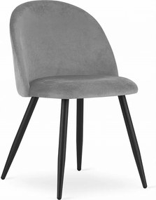 Krzesło Valora BELLO w kolorze jasnoszarym, aksamitne, czarne nogi