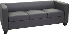 Sofa 3-osobowa Lille, imitacja skóry, ciemnoszary