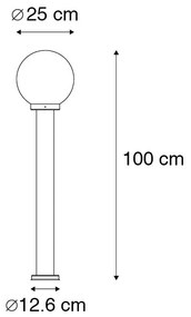 Zewnetrzna Nowoczesna lampa zewnętrzna słup stal nierdzewna 100 cm - Sfera Nowoczesny Oswietlenie zewnetrzne