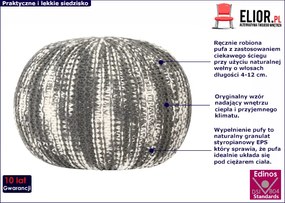 Szaro-biała pufa wełniana ręcznie pleciona - Hatino 2X