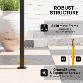 Outsunny Pawilon Grillowy z Oświetleniem LED 240 x 150 x 258 cm Odporny na Wodę i Ogień, Pergola z Podwójną Warstwą Dachu