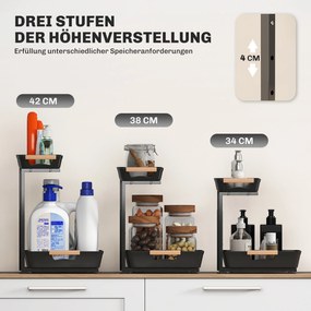 HOMCOM Regał kuchenny, regulowany, z 2 koszami, bar kawowy 40 x 30 x 33,5-42 cm