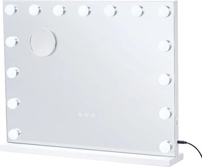 Lustro do Makijażu SucceBuy 58 x 46 cm, Biały, Zerkalo Hołenderskiego stylu Hollywood z Lampami