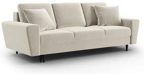 Beżowa aksamitna rozkładana/ze schowkiem sofa 235 cm Kyoto – Cosmopolitan Design