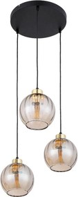Žyrandol LED na przewodzie DEVI 3xE27/15W/230V czarny/dymno-beżowy