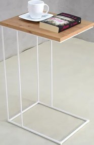 Skandynawski druciany stolik pomocniczy dąb artisan + biały C0-W23