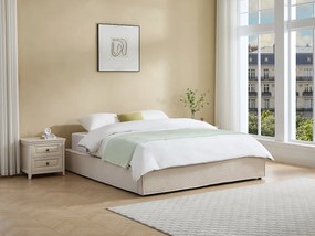 Stelaż ze skrzynią pod materac 180 x 200 cm z sztruksu - Kremowy - KARESO od YSMÉE