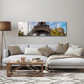 Obraz - Kolorowa wieża Eiffla (170x50 cm)