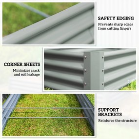 Outsunny Galwanizowany Planter, Odporny na warunki pogodowe z krawędzią antyprzecięciową, grządki na balkon