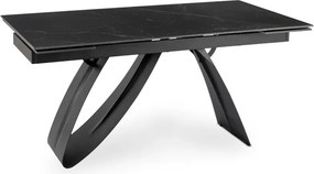 Stół Rozkładany Prostokątny DEVON 160-220 cm Ceramiczny Czarny Marmur/Czarny Nowoczesny