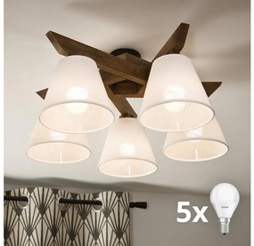 Brilagi - LED lampa sufitowa ANTHONY 5xE14/40W/230V dąb orzech/biały