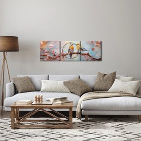 Obraz - Gołąbki (z zegarem) (90x30 cm)