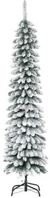 HOMCOM Sztuczna Choinka świąteczna, śnieżna, wąski design, ognioodporna, 180 cm, Zielony/Biały | Aosom PL