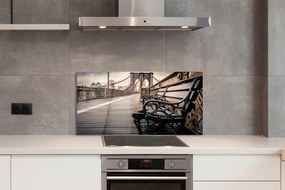 Panel szklany do Kuchni Ławka z Widokiem na Most