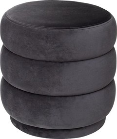 Okrągły szary puf bez schowka dla dorosłych z weluru