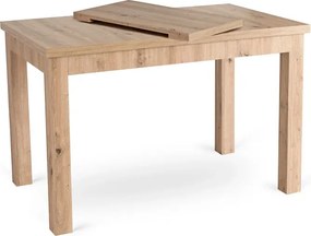 Zestaw Stół Prostokątny Rozkładany SKUBI 120-160 cm Dąb Artisan i 4 Krzesła Tapicerowane RODRI Beżowe