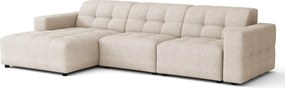Narożnik lewostronny  Bergamo A – tkanina Raven 24 kremowa, 284×166×70 cm