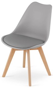 Zestaw jadalniany 1 + 4, biały stół ADRIA 120x80 cm + jasnoszare krzesło BALI MARK z bukowymi nogami