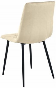 Jasnobeżowe aksamitne krzesło do jadalni LIBRA z czarnymi nogami