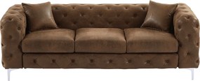 Kanapa 3-osobowa chesterfield z mikrofibry o wyglądzie postarzanej skóry EDWINA
