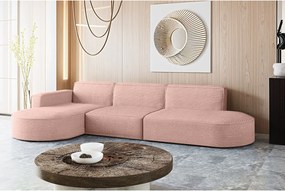 Narożnik w kształcie L Modena L, tkanina Poso, Różowy, Lewy