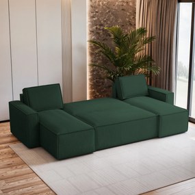 Masseno Narożnik PESANO z funkcją spania i pojemnikiem na pościel Narozniki U, Rozkładana sofa - Zielony, POSO 14