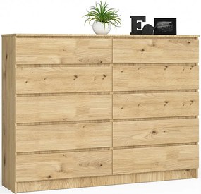 Komoda AKORD K160 Dąb Artisan 160 cm 10 szuflad kolor Dąb Artisan mat 160x40x121 cm