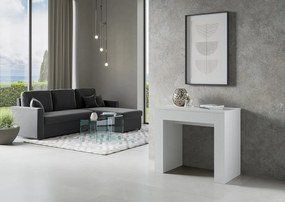Konsola rozkładana 90x49/307 cm Extra Frassino biała wewnętrzne przedłużenia