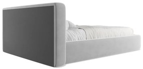 Szare tapicerowane łóżko dwuosobowe ze schowkiem i stelażem 140x200 cm Kiana – Makamii
