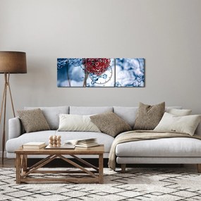 Obraz - szczegół maliny w wodzie (z zegarem) (90x30 cm)