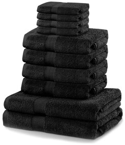 Komplet 10 czarnych ręczników DecoKing Marina Black