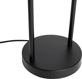 Nowoczesna lampa stołowa czarna z przydymionym szkłem - Stavelot