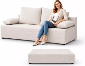 Elegancka tapicerowana kanapa Cloud z funkcją spania i pojemnikiem na pościel