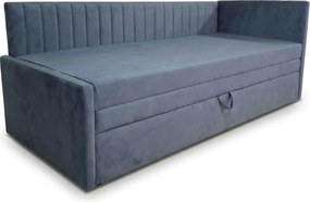 Łóżko dzienne wysuwane 2x90x200cm w tkaninie MANILA 25 ciemnoniebieskiej