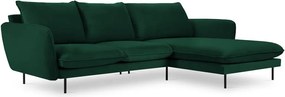 Ciemnozielony aksamitny narożnik (prawostronny) Vienna – Cosmopolitan Design