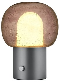 Antracytowa aluminiowa lampa stołowa LED ze szklanym kloszem (wysokość 32 cm) Iris – Blomus