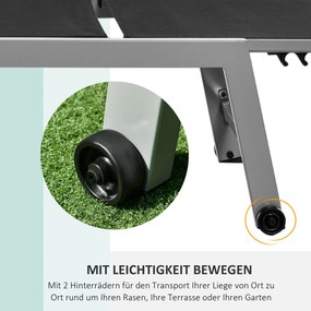 Outsunny Leżanka Ogrodowa z Aluminiowej z Regulowanym Oparciem, Czarny