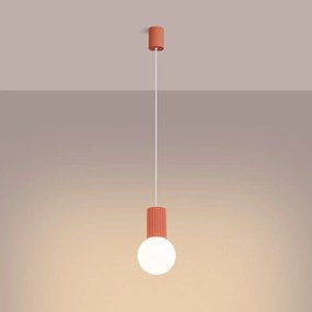 Lampa wisząca HALO 1 brzoskwiniowa ryflowana SOLLUX  LIGHTING