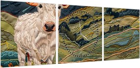 Obraz - Imitacja dzianego motywu (z zegarem) (90x30 cm)