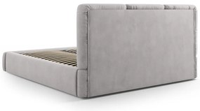 Jasnoszare tapicerowane łóżko dwuosobowe ze schowkiem i stelażem 180x200 cm Brody – Mazzini Beds