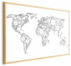 Plakat Geometryczna mapa 90x60 cm z ramą złotą bez marginesu ARTGEIST B
