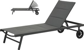 Pikowany leżak z tekstylenu i aluminium "Bella" - Phoenix - Ciemnoszary