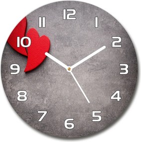 Zegar szklany na ścianę Czerwone serca