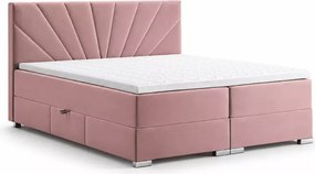 Łóżko kontynentalne boxspring Cesar z pojemnikami materac bonellowy tapicerowane