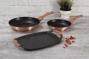 Komplet 3 złotych aluminiowych patelni A4-C92
